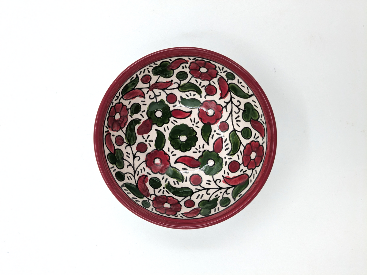Skål 9 cm - bordeaux/grønn