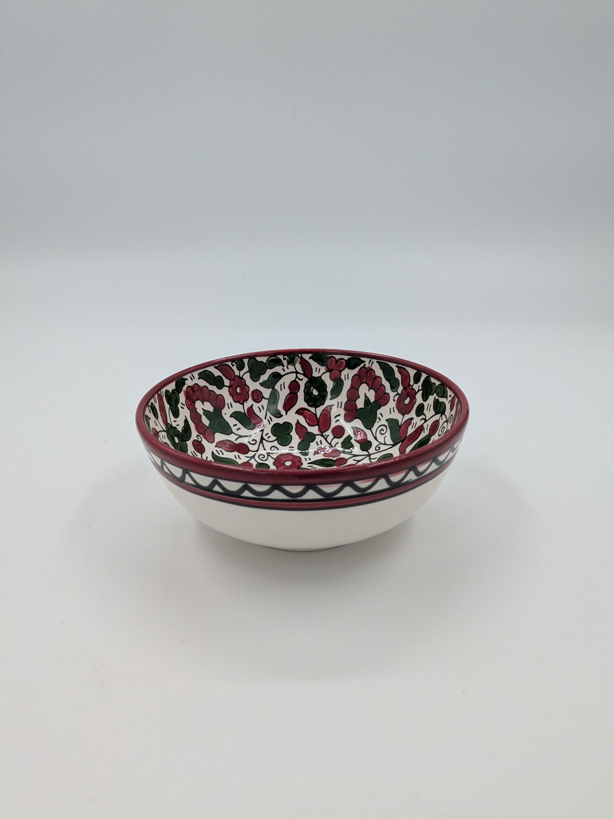 Kom 12 cm - bordeaux/groen