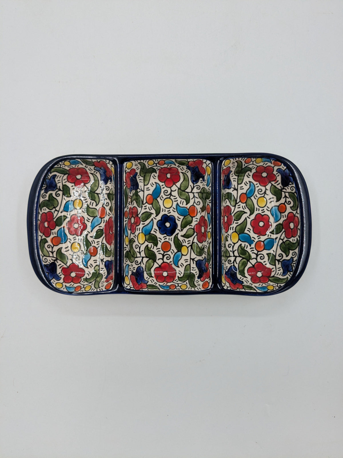 Tapas bowl with 3 compartments - multi-coloured