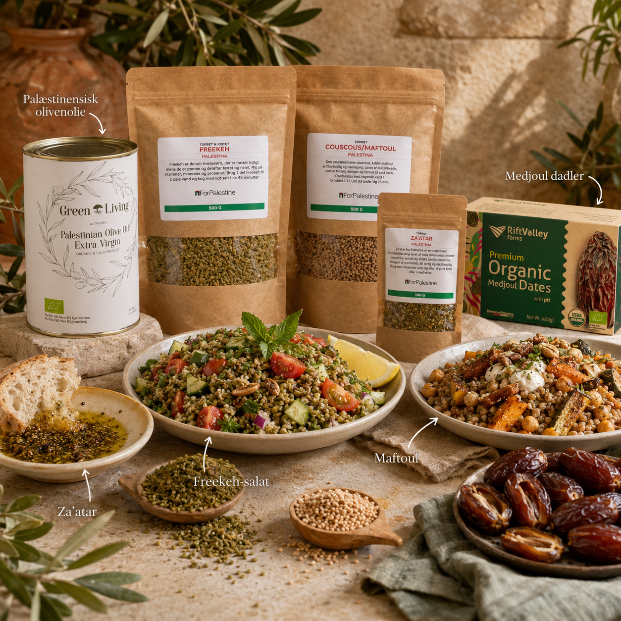 Caja de degustación de productos orgánicos de Palestina