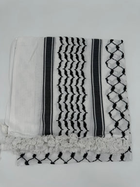 Hirbawi Kuffiyeh hvit og svart