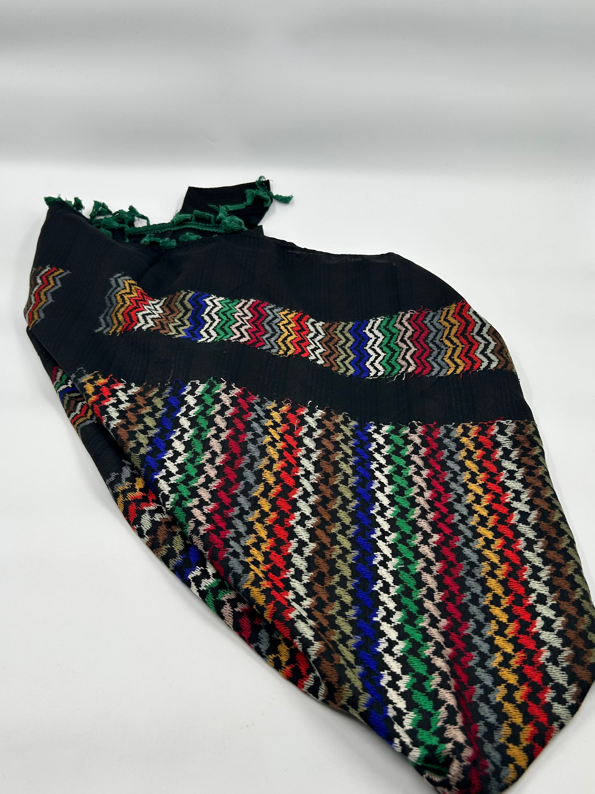 Autentica kuffiyeh Hirbawi - multicolore con nappa verde