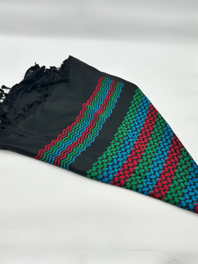 Authentic Hirbawi kuffiyeh - green, red, blue