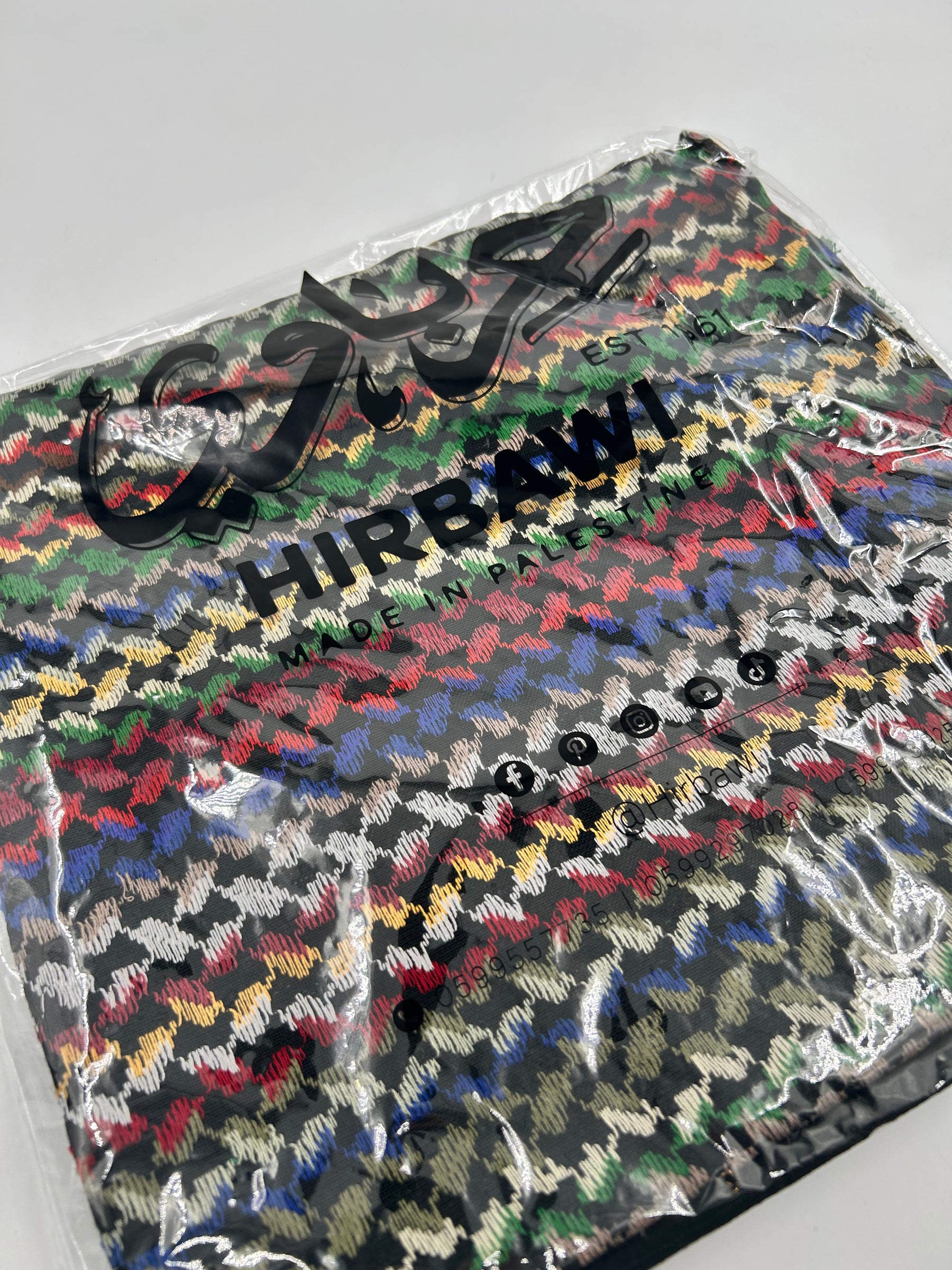 Authentieke Hirbawi kuffiyeh - zwart/veelkleurig