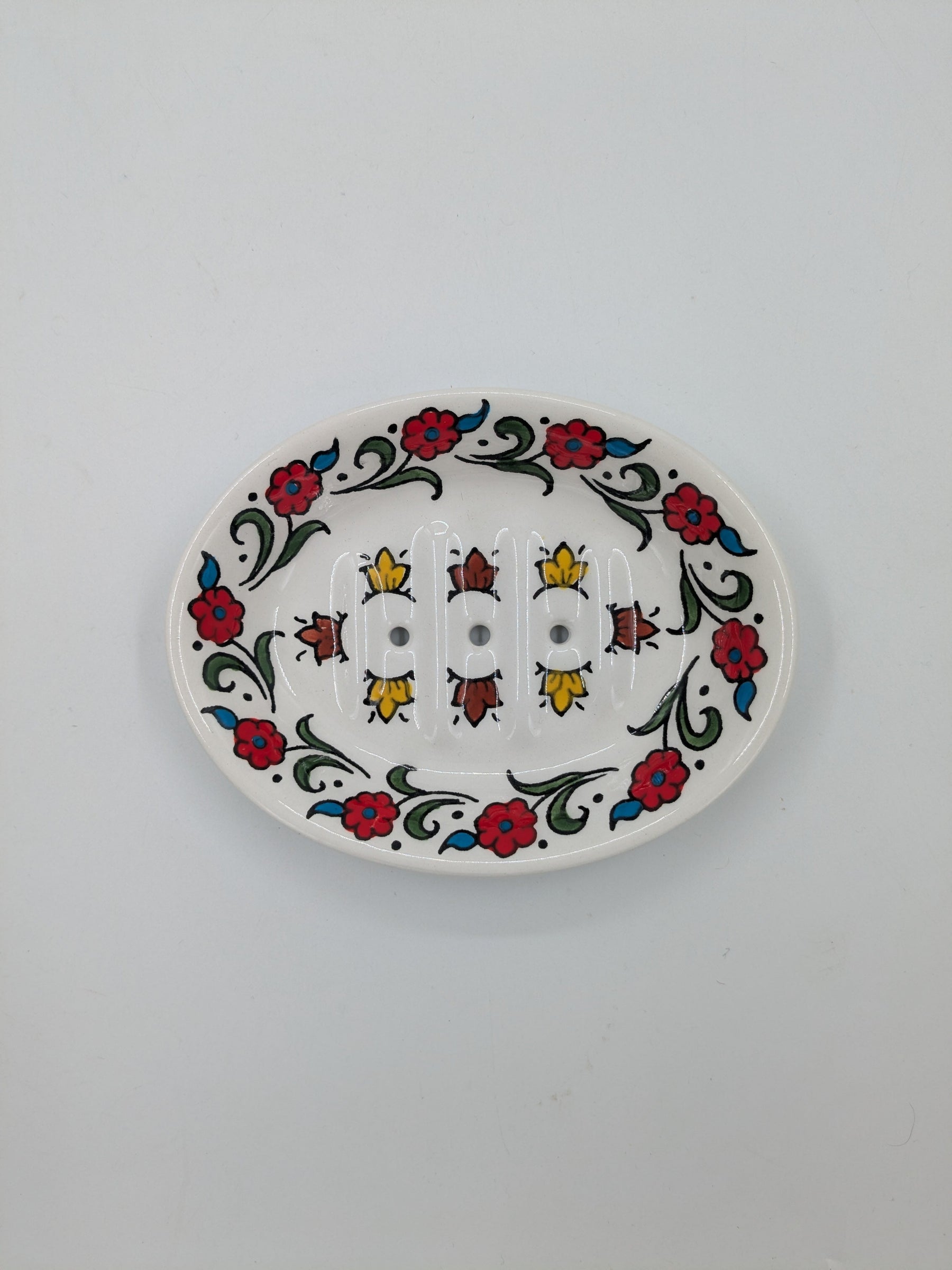 Jabonera con agujeros - rojo/floral