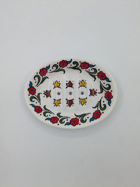 Jabonera con agujeros - rojo/floral