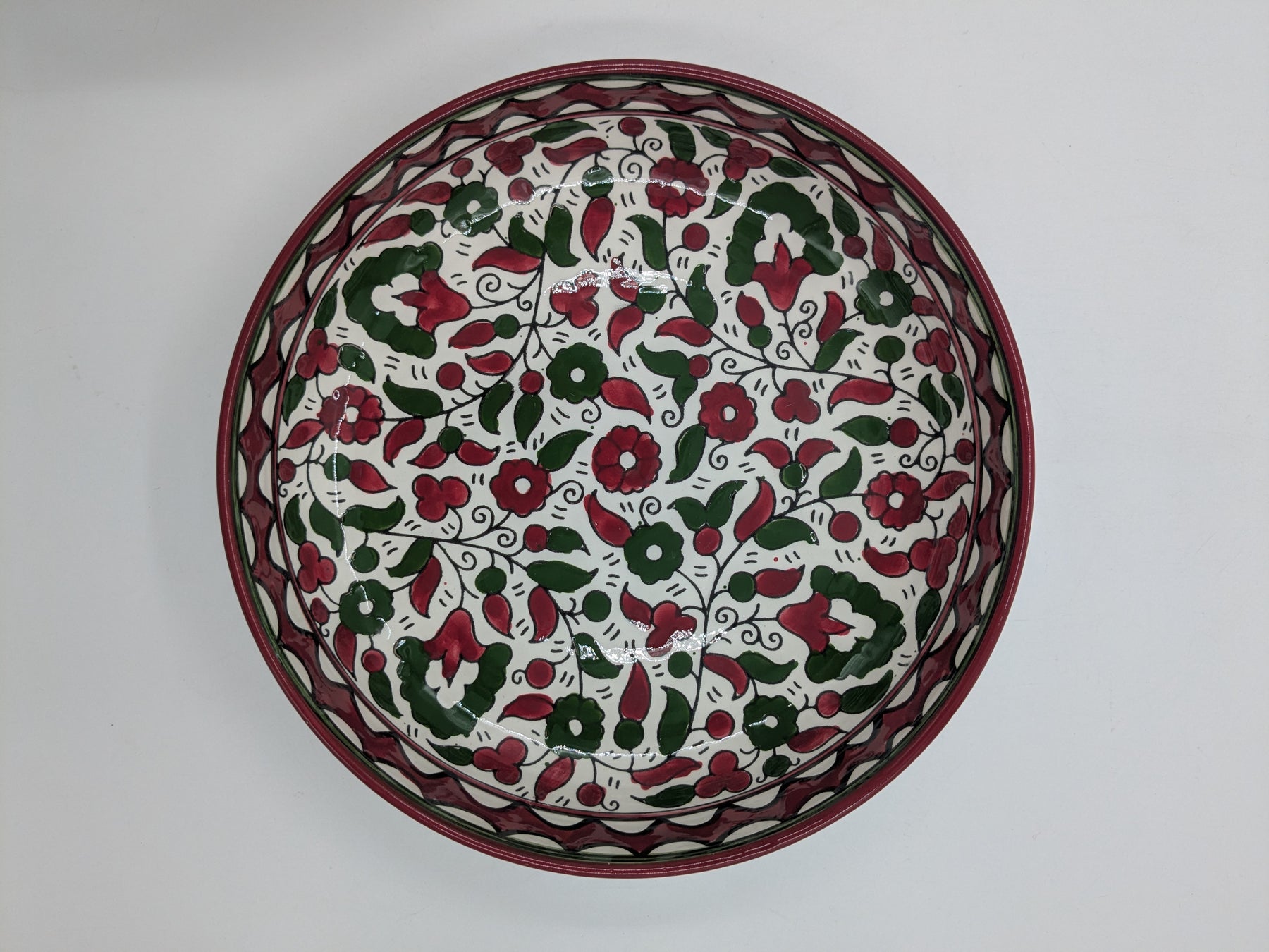 Servierschale 18 cm - Bordeaux/Grün