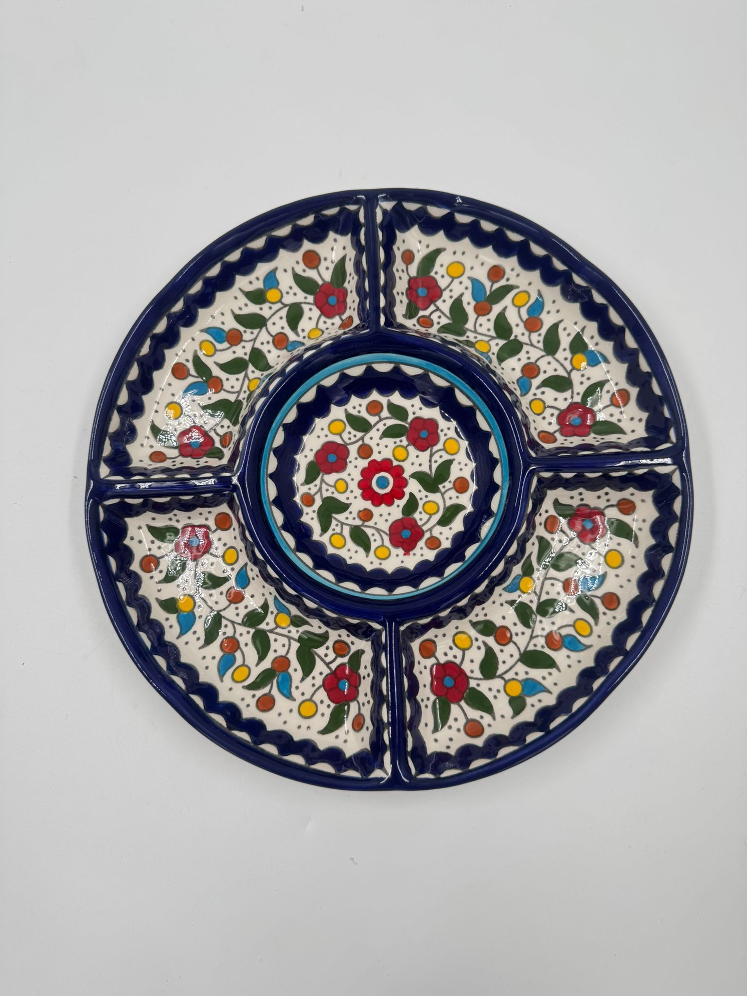 Tradisjonelt palestinsk serveringsfat med 5 rom - 30 cm