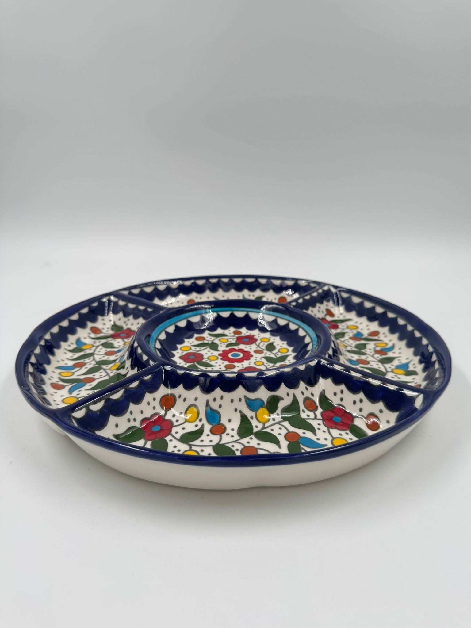 Tradisjonelt palestinsk serveringsfat med 5 rom - 30 cm