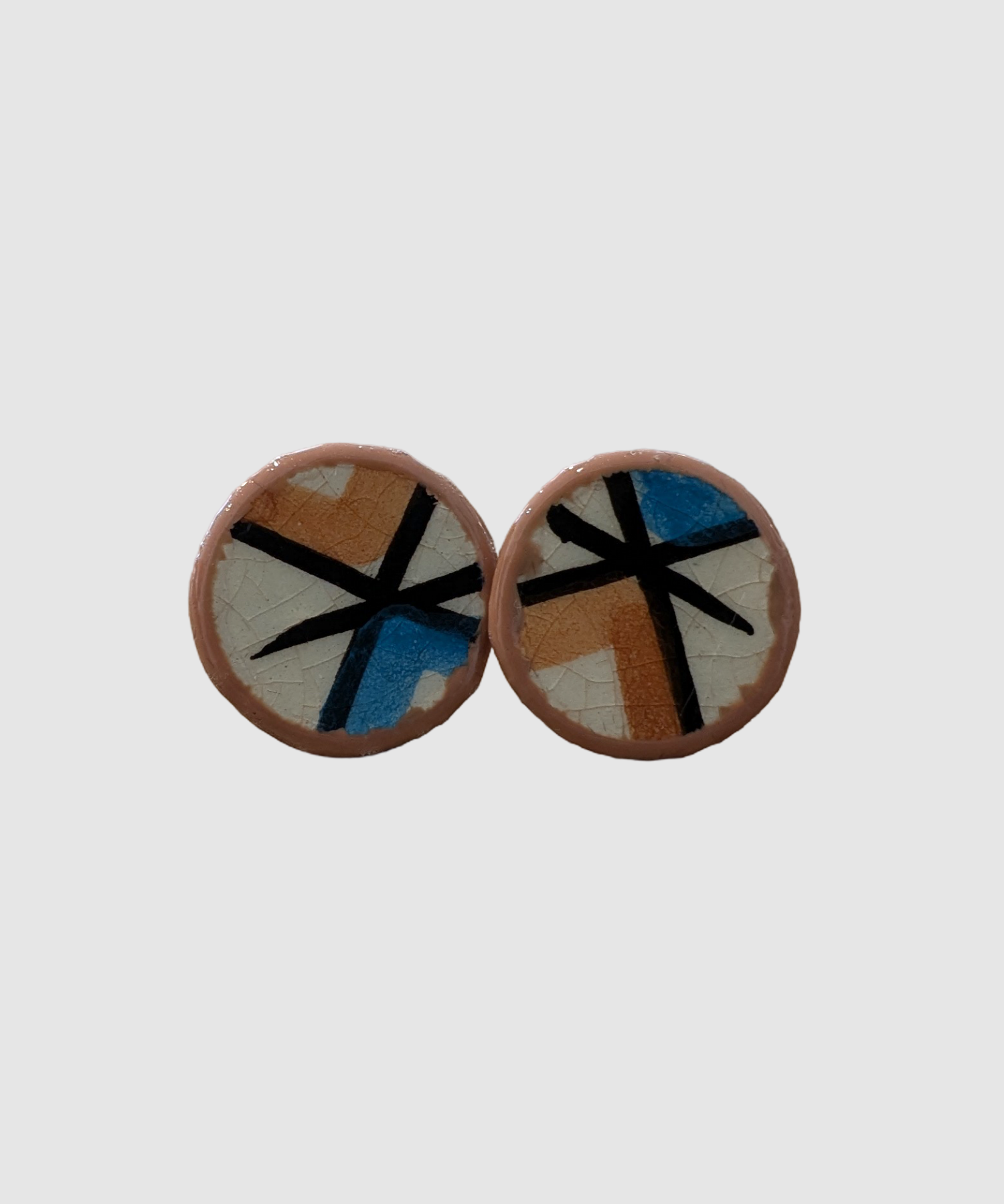 Boucles d'oreilles artisanales en céramique palestinienne- M